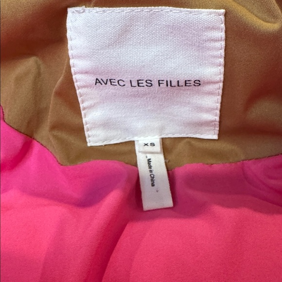 Anthropologie Avec Les Filles Women's Tan and Pink colorblock puffer Jacket -XS - Picture 10 of 12